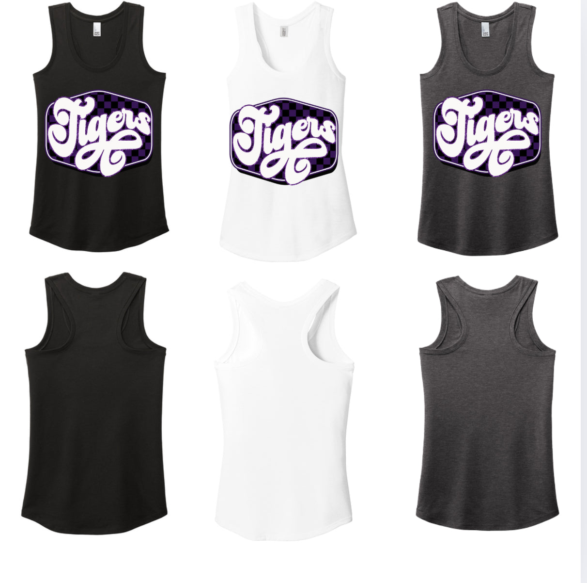 Tigers Glitter Black Ladies Tank
