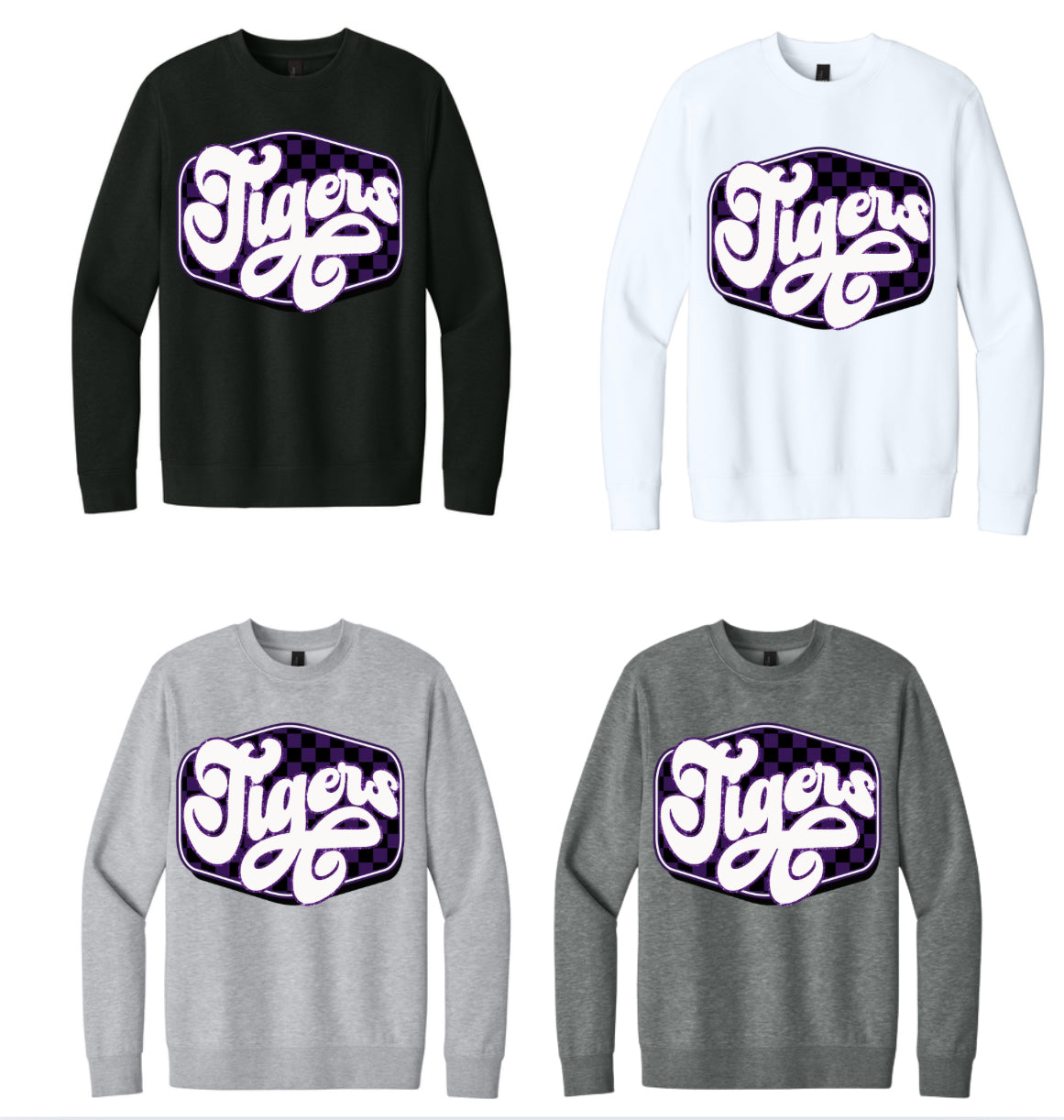 Tigers Glitter Black Crewneck