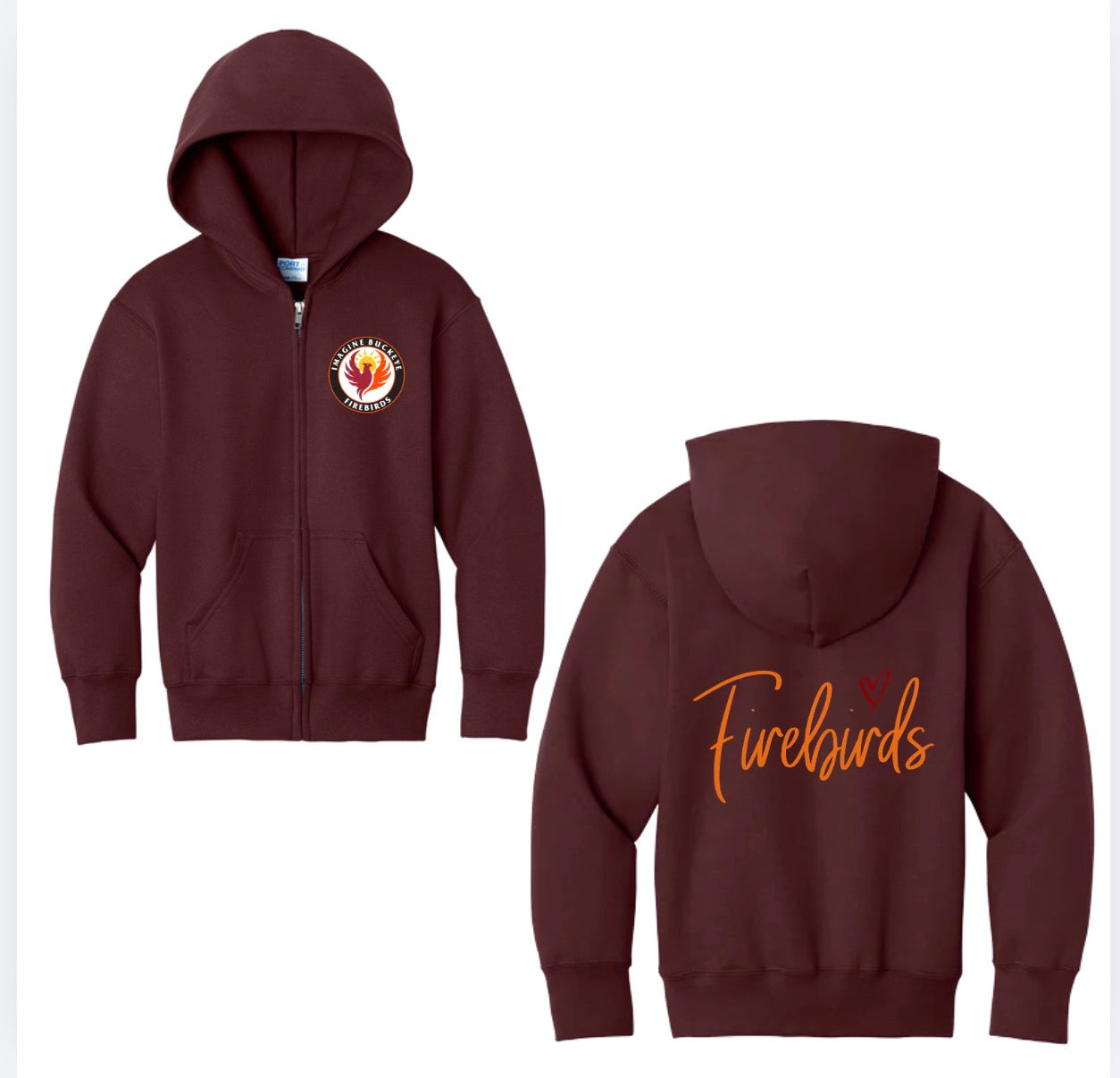 Firebirds Heart Zip up Hoodie New