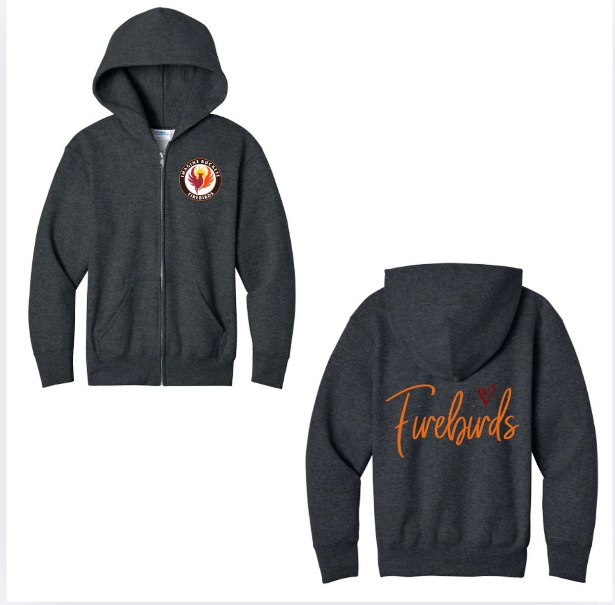 Firebirds Heart Zip up Hoodie New