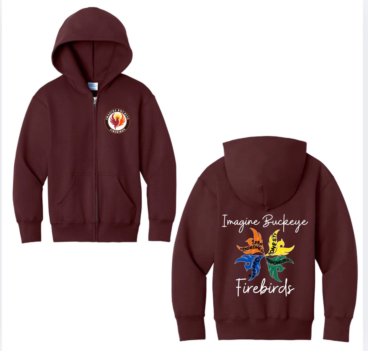 Imagine Buckeye Firebirds Zip up Hoodie New