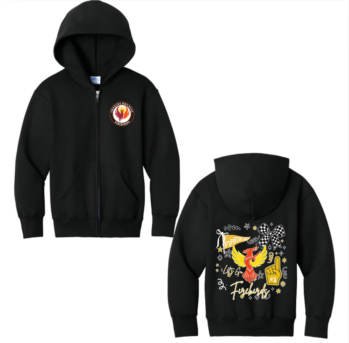 Firebirds Mascot Zip up Hoodie New