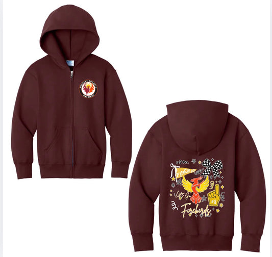 Firebirds Mascot Zip up Hoodie New