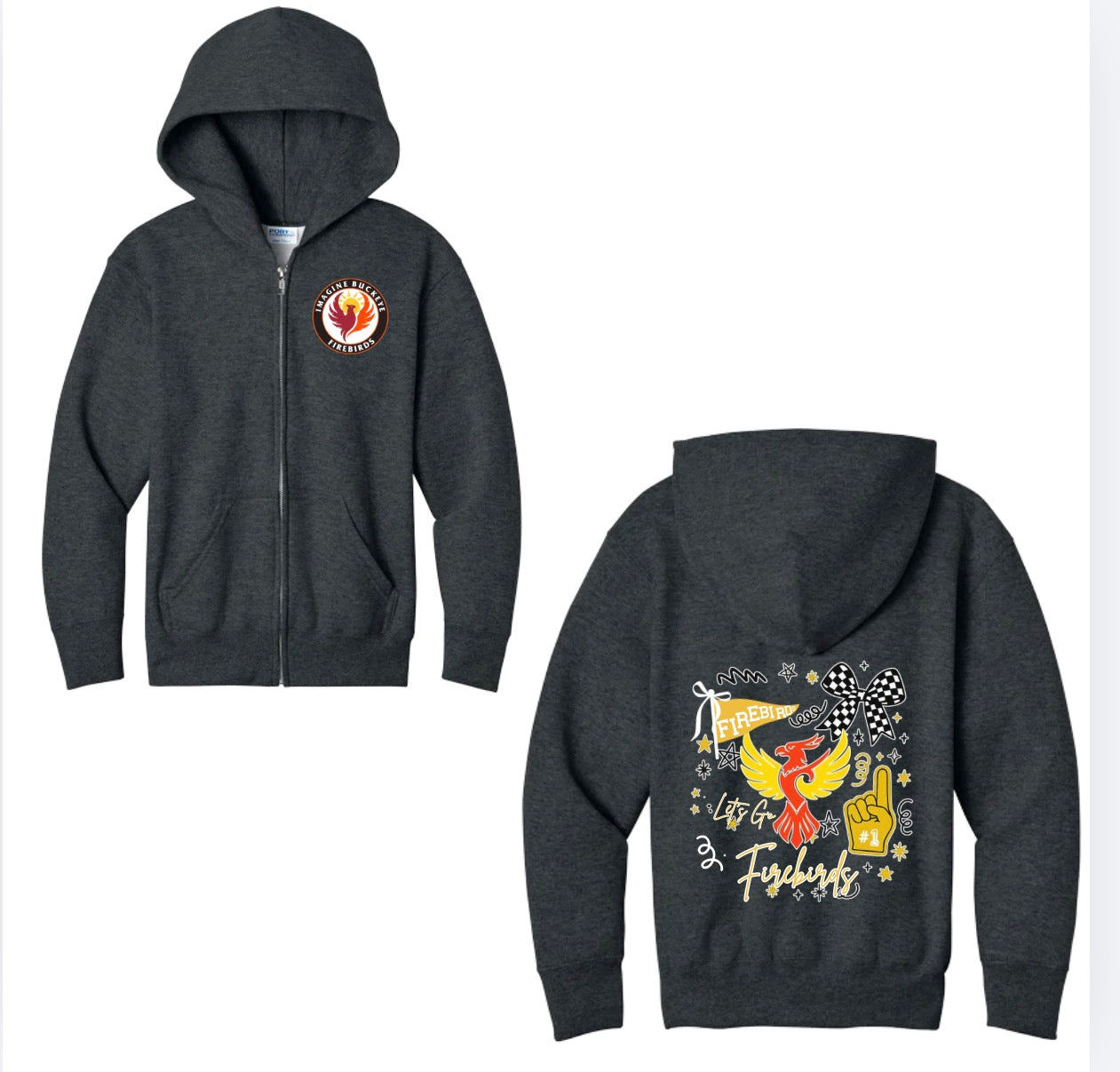 Firebirds Mascot Zip up Hoodie New