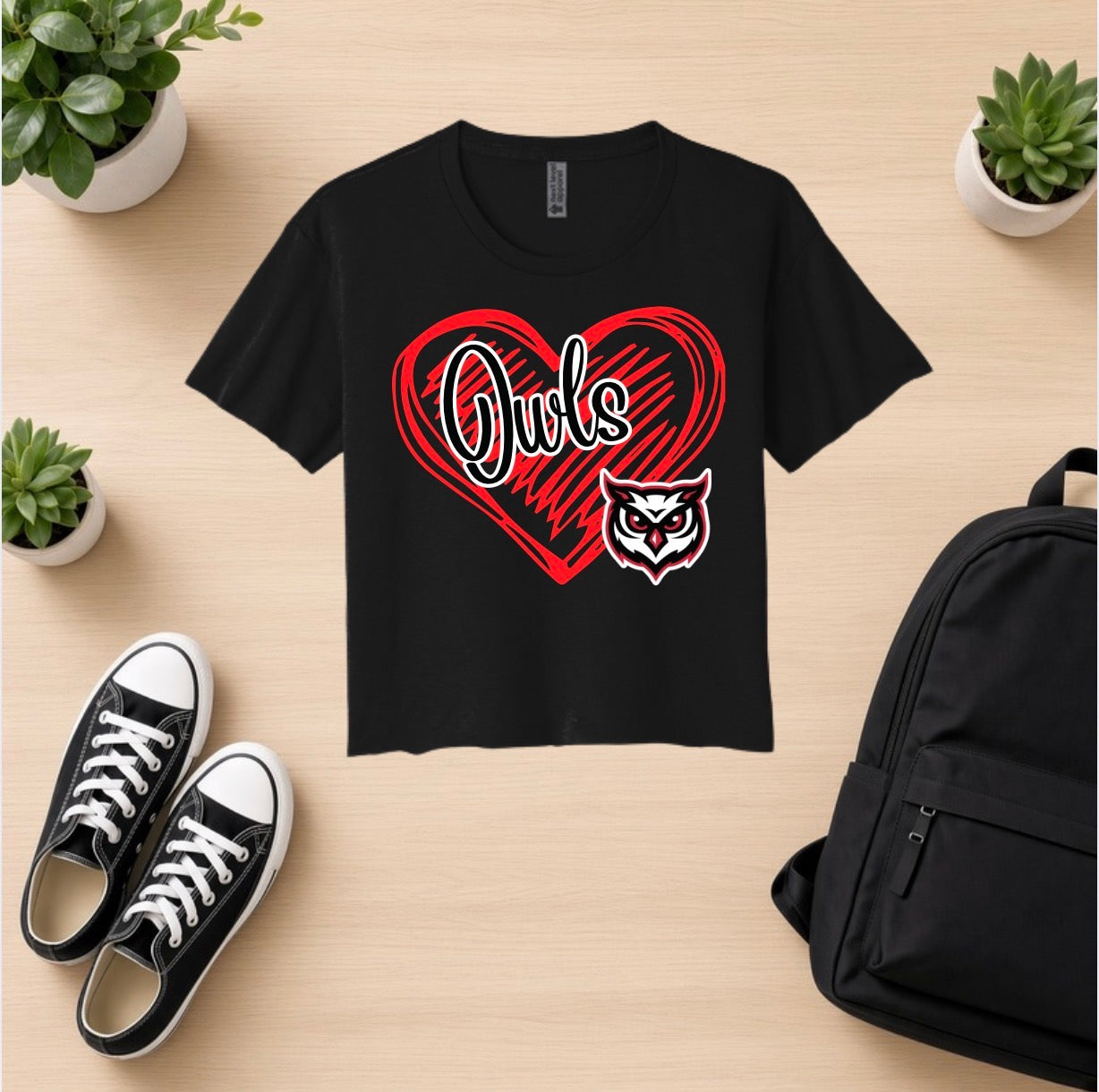 Owls Heart Cropped Tshirt