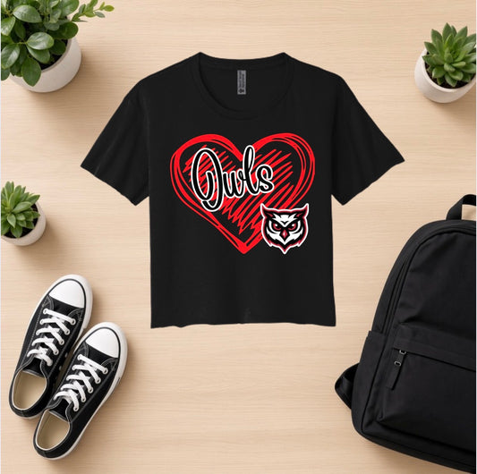 Owls Heart Cropped Tshirt