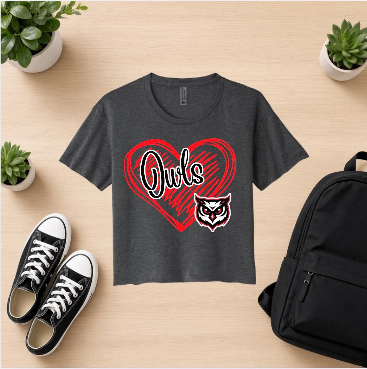 Owls Heart Cropped Tshirt