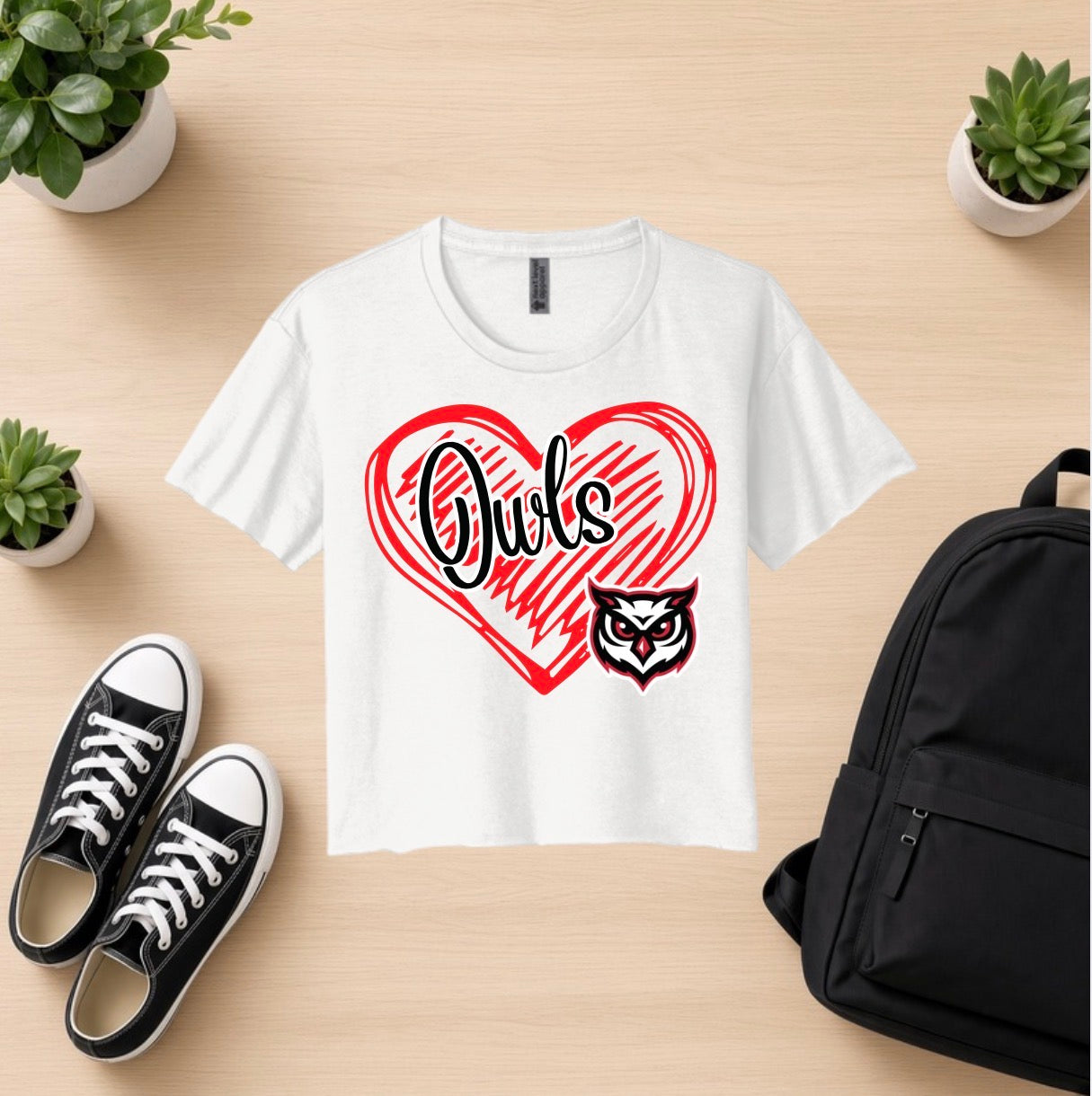 Owls Heart Cropped Tshirt