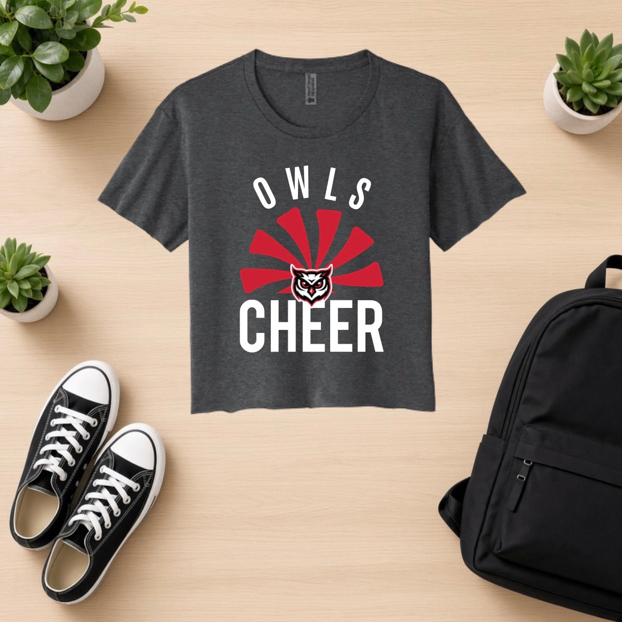 Owls Cheer Cropped Tshirt