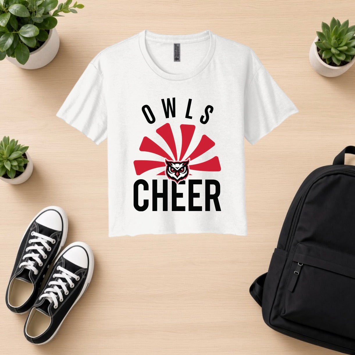 Owls Cheer Cropped Tshirt