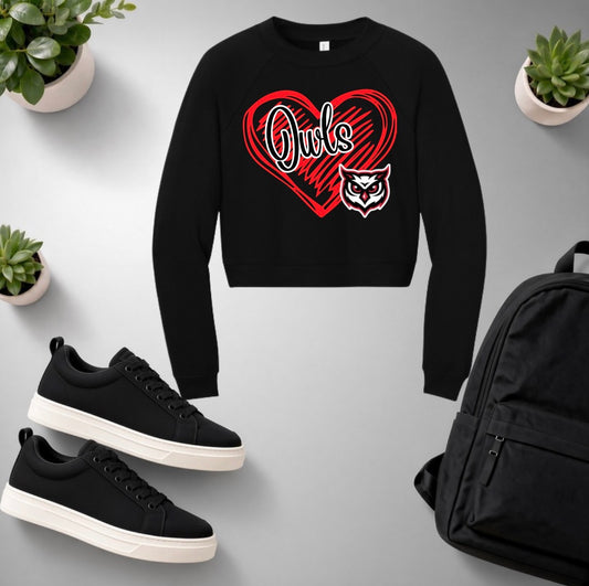 Owls Heart Cropped Crewneck