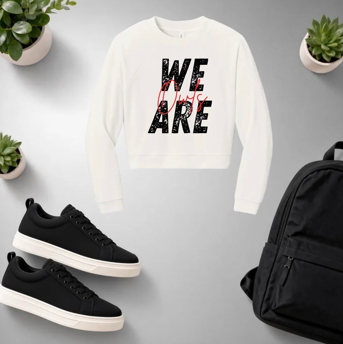 We Are Owls Cropped Crewneck