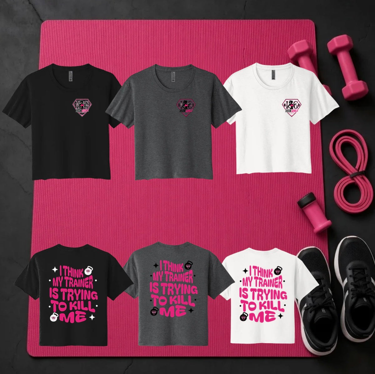 My trainer is  trying to kill me Cropped Tshirt